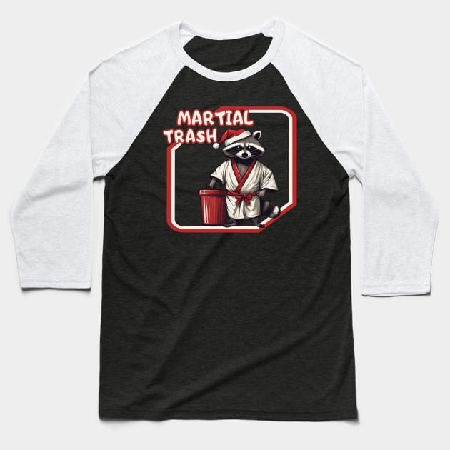 Raccoon Martial Arts Baseball T-Shirt by Ilustradamus